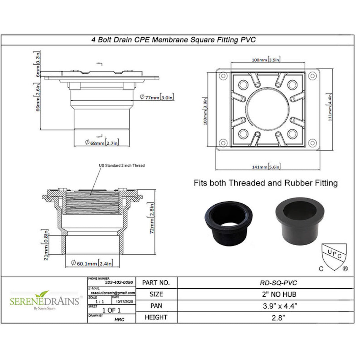 Gold Tile Insert Linear Shower Drain Kit with Hair Trap and Flange Base