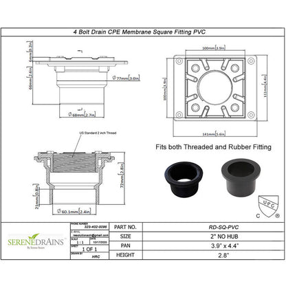 Gold Tile Insert Linear Shower Drain Kit with Hair Trap and Flange Base