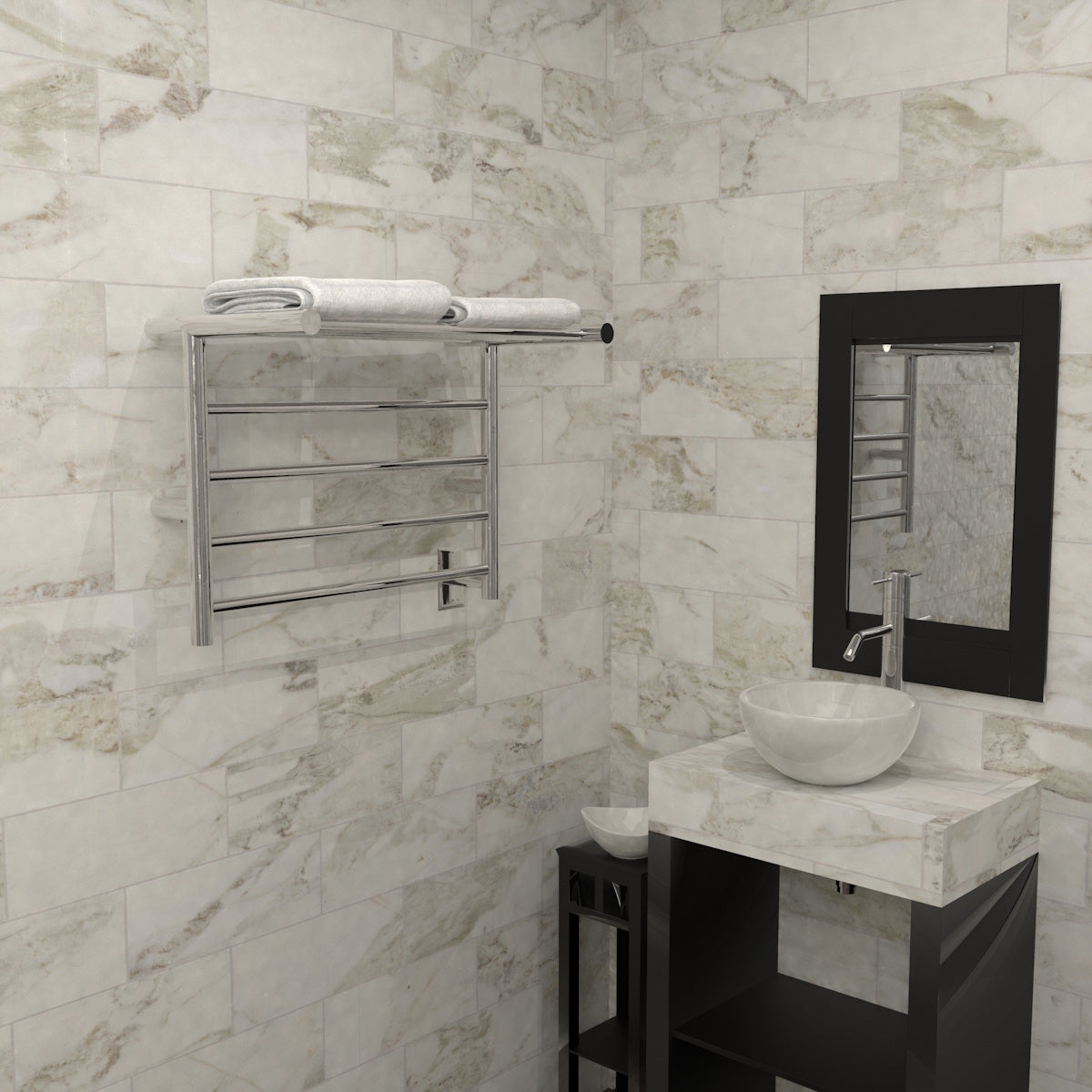 Shelf Towel Radiator, Amba Radiant Electric Towel Radiator with Shelf, 8 Bar