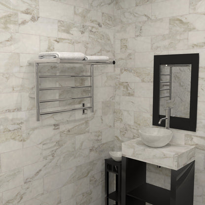 Shelf Towel Radiator, Amba Radiant Electric Towel Radiator with Shelf, 8 Bar