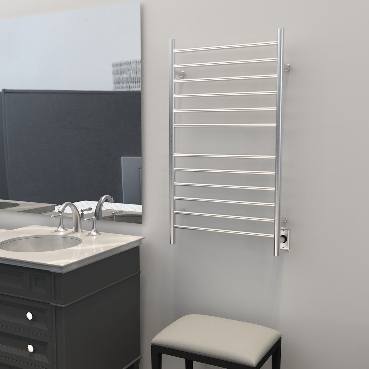 Amba Radiant Wall mounted Towel Warmer, Large Straight 12 Bar Towel Warmer