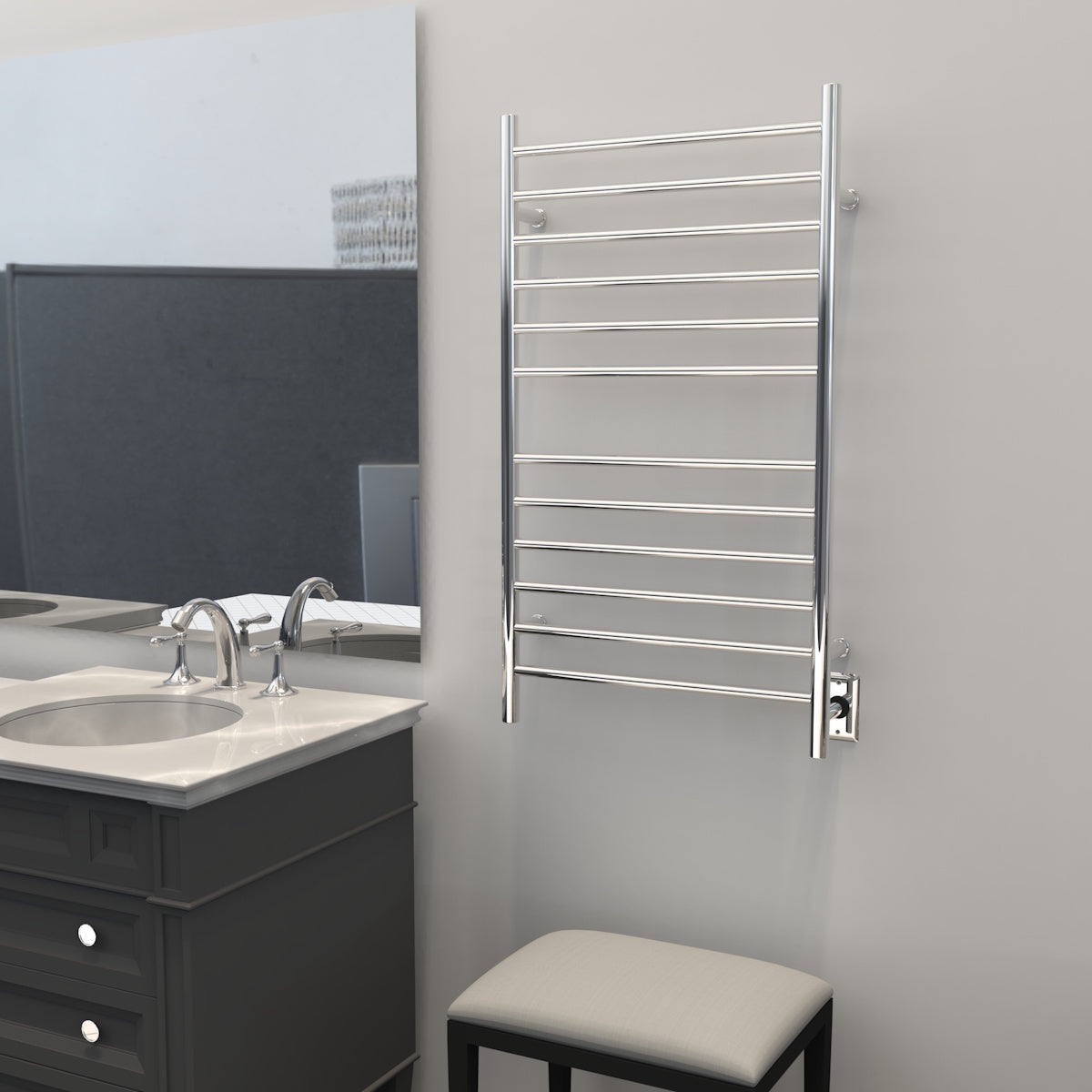 Amba Radiant Wall mounted Towel Warmer, Large Straight 12 Bar Towel Warmer