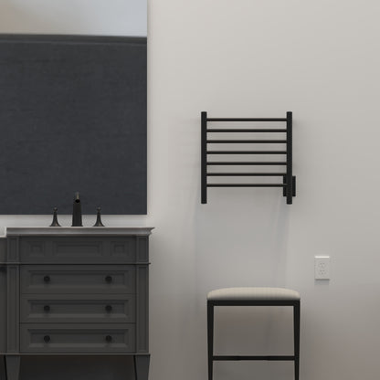 Black Amba Radiant Small 7 Bar Towel Warmer for Small Showers RWHS