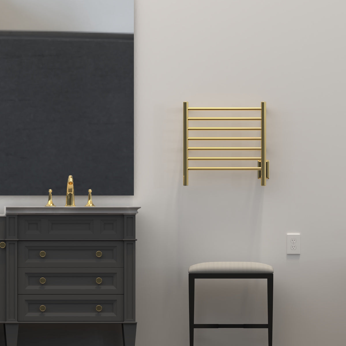 Amba Radiant Small 7 Bar Towel Warmer for Small Showers RWHS - Polished Gold
