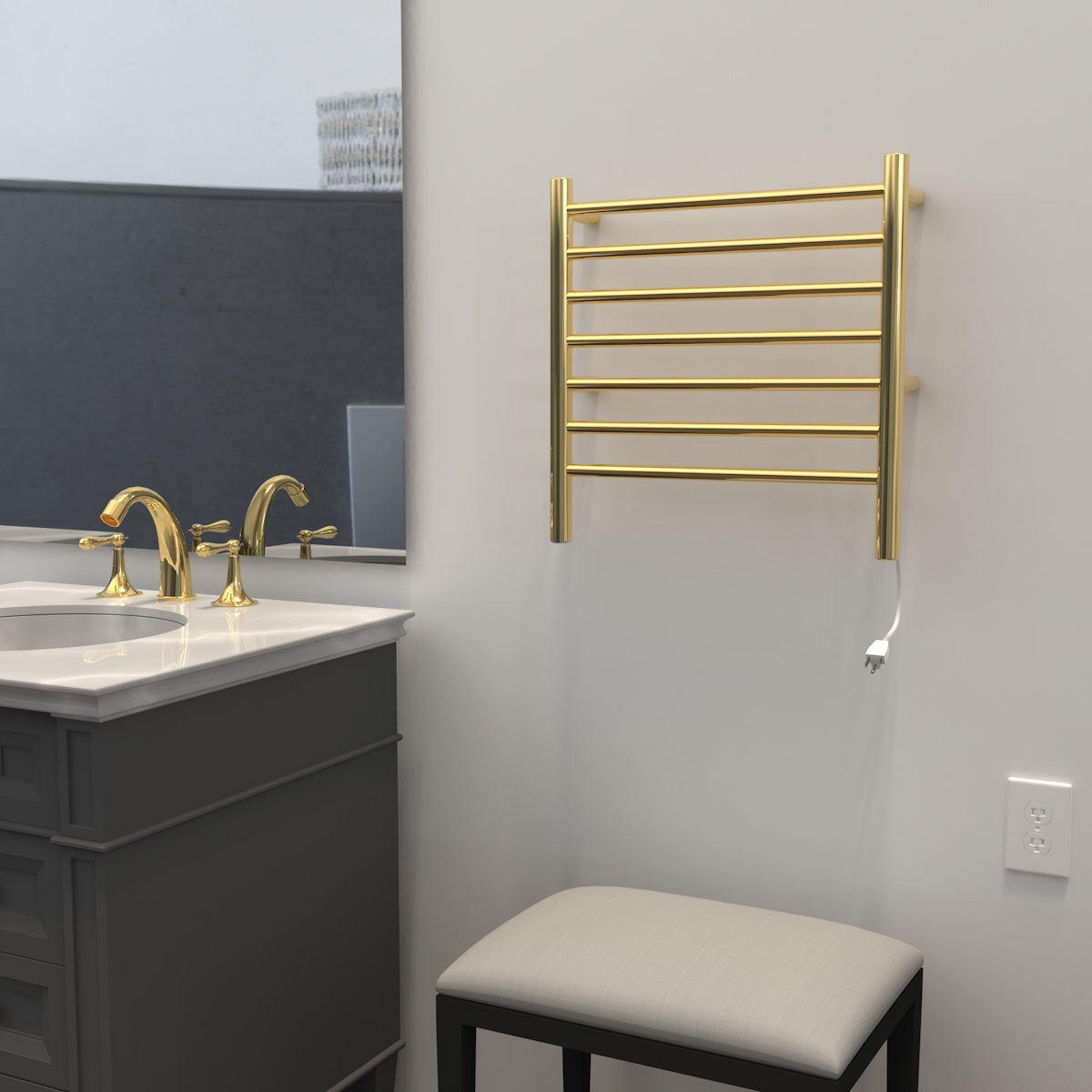 Amba Radiant Small 7 Bar Towel Warmer for Small Showers RWHS Polished Gold