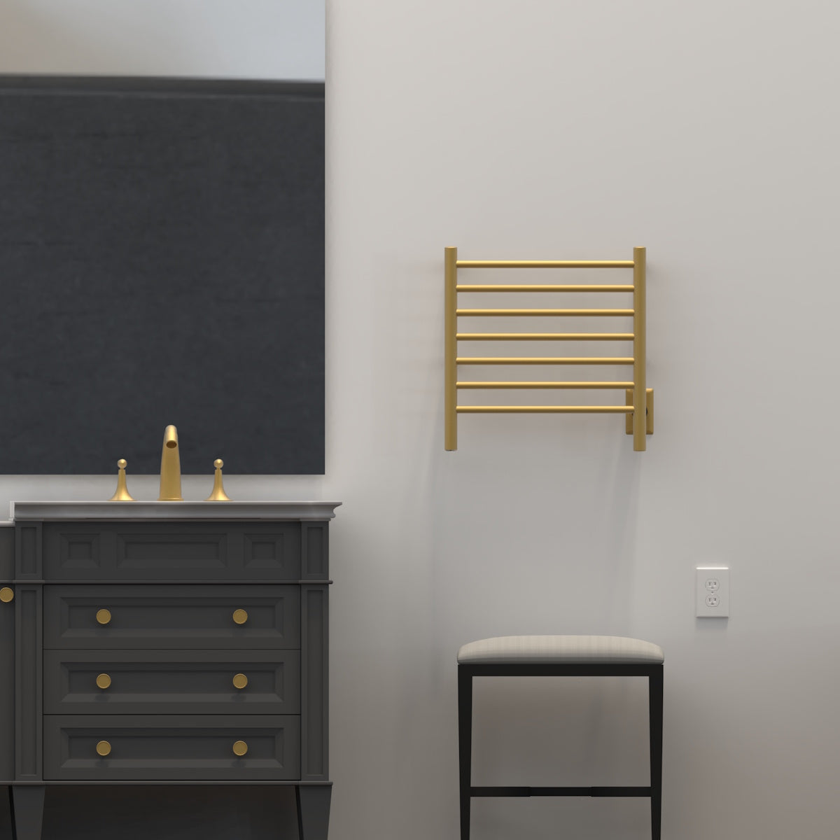 Amba Radiant Small 7 Bar Towel Warmer for Small Showers RWHS Brass Finish