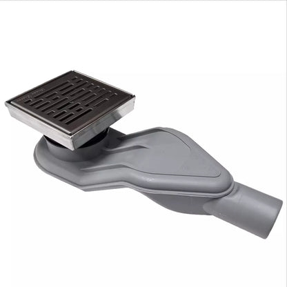 Side Outlet Discharge Adapter and Brushed Square Drain Bundle - 4 Inch