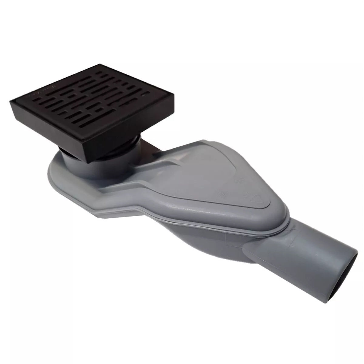 Side Outlet Discharge Adapter and Matte Black Square Drain Bundle - 4 Inch