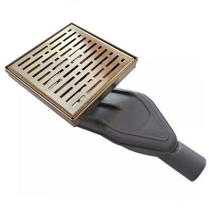 Side Outlet Discharge Adapter and Gold Square Drain Bundle - 6 Inch