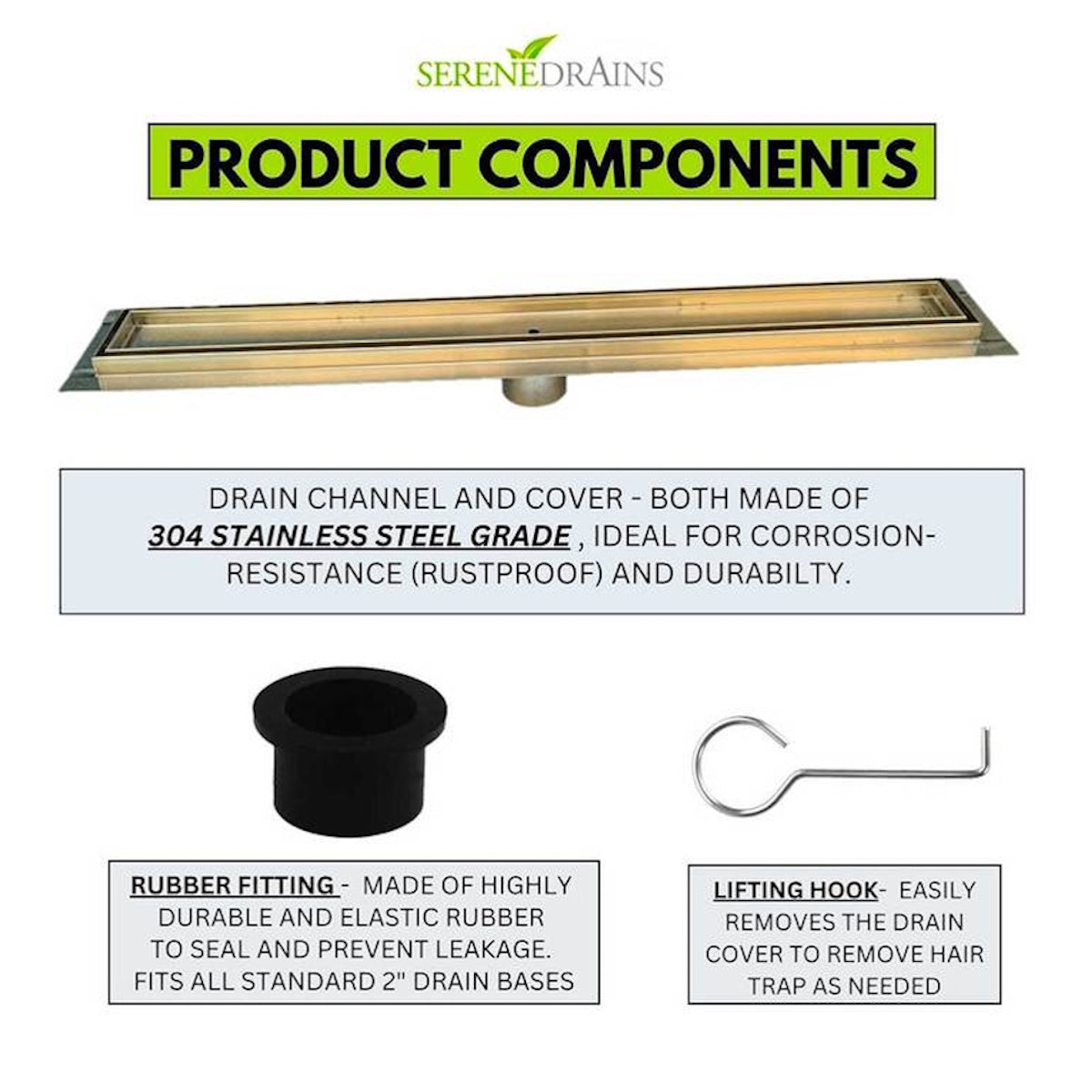 Vertical-to-Horizontal ABS Side Discharge Adapter with Tile Insert Linear Shower Drain Kit