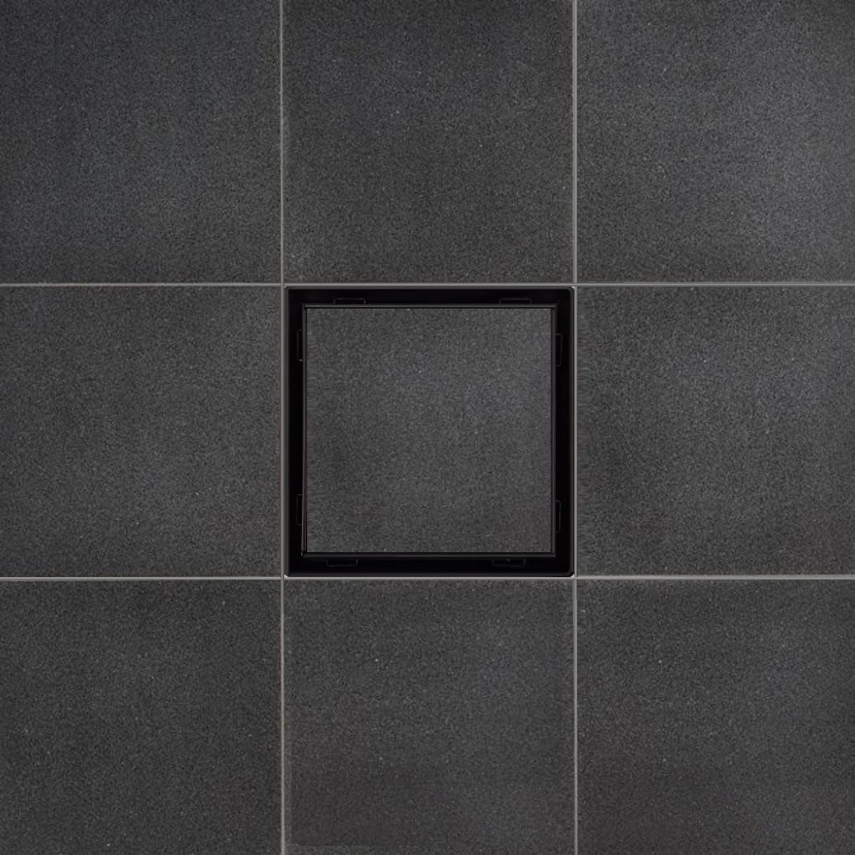 Matte Black Tile Insert Square Shower Drain 5 Inch, SereneDrains