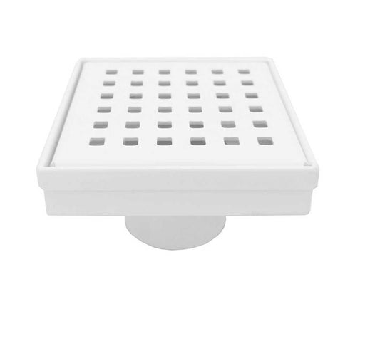 Square Drains, SereneDrains White 4 Inch Shower Drain Traditional Square Design