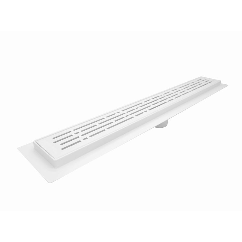 SereneDrains Shower Drain Side Outlet Adapter with Matte White Linear Drain Kit