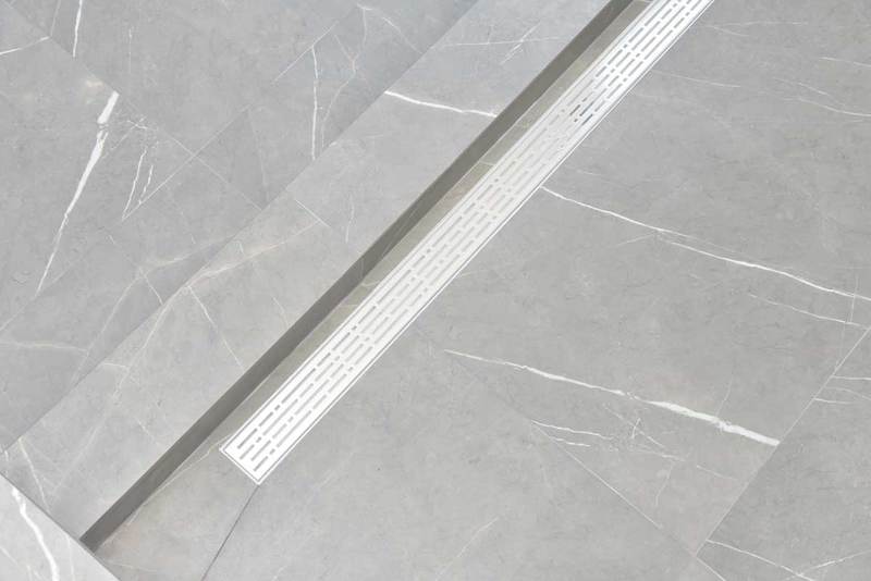 16 Inch Matte White Linear Shower Drain, Broken Lane Design by SereneDrains