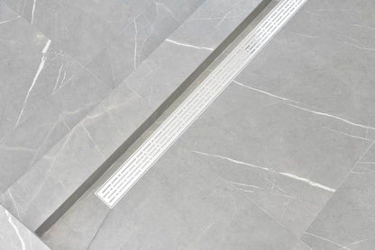 16 Inch Matte White Linear Shower Drain, Broken Lane Design by SereneDrains