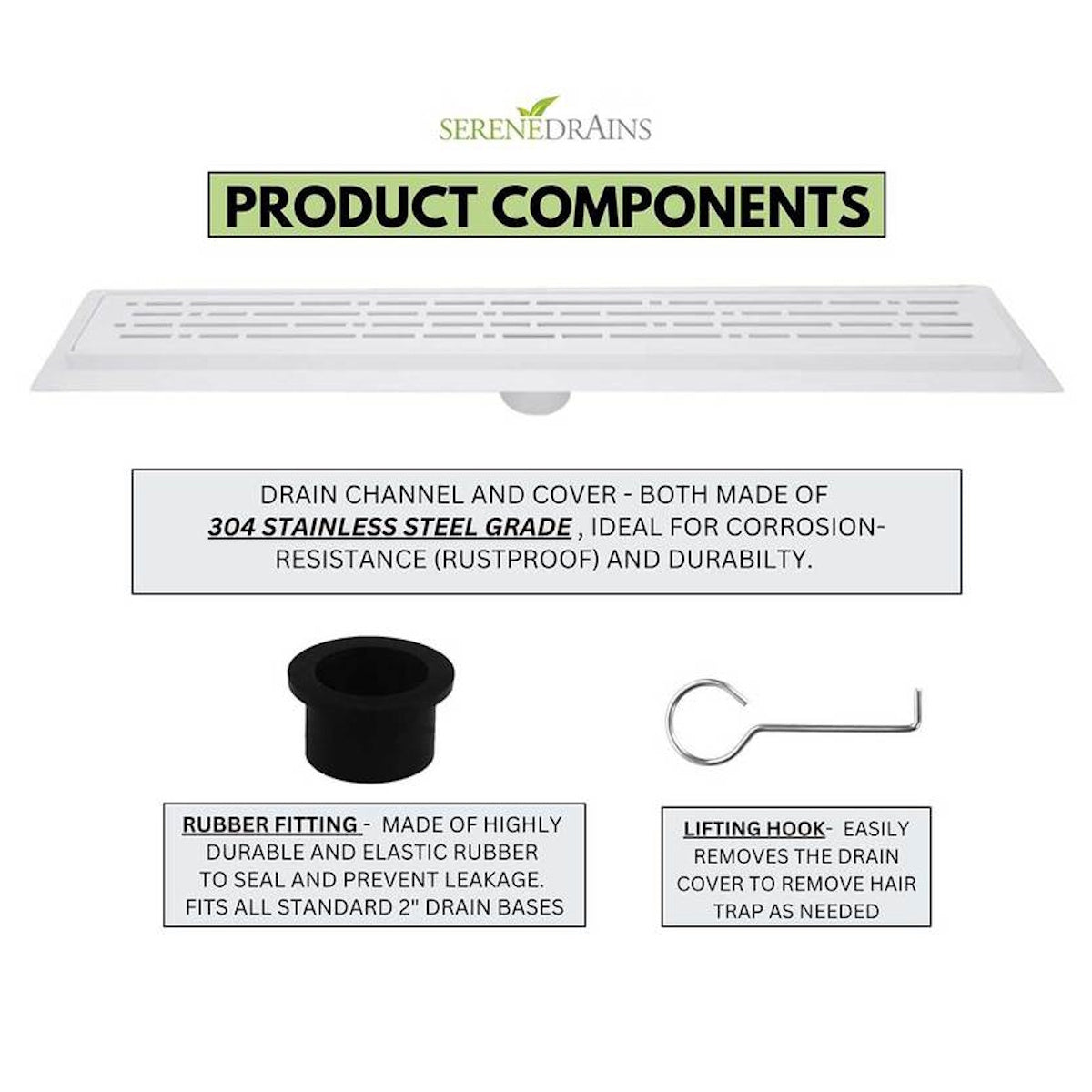 Vertical-to-Horizontal Linear Shower Drain Kit – ABS Side Discharge Adapter | SereneDrains