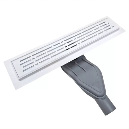 SereneDrains Shower Drain Side Outlet Adapter with Matte White Linear Drain Kit