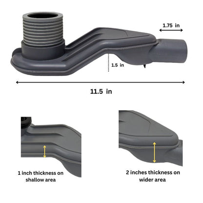 SereneDrains Brushed Linear Drain with Horizontal Side Outlet Adapter Kit