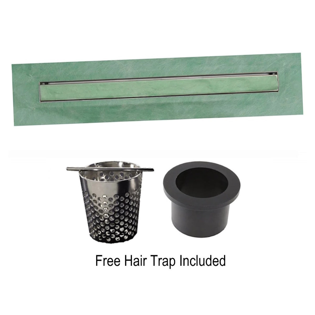Invisible Linear Shower Drain Kit with Hair Trap and Flange Base, SereneDrains