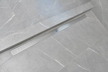 47 Inch Brushed Linear Shower Drain in Wedge Design by SereneDrains