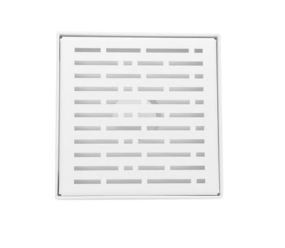 6 Inch Matte White Square Shower Drain with Hair Trap and Base Flange Kit – Broken Lane Design