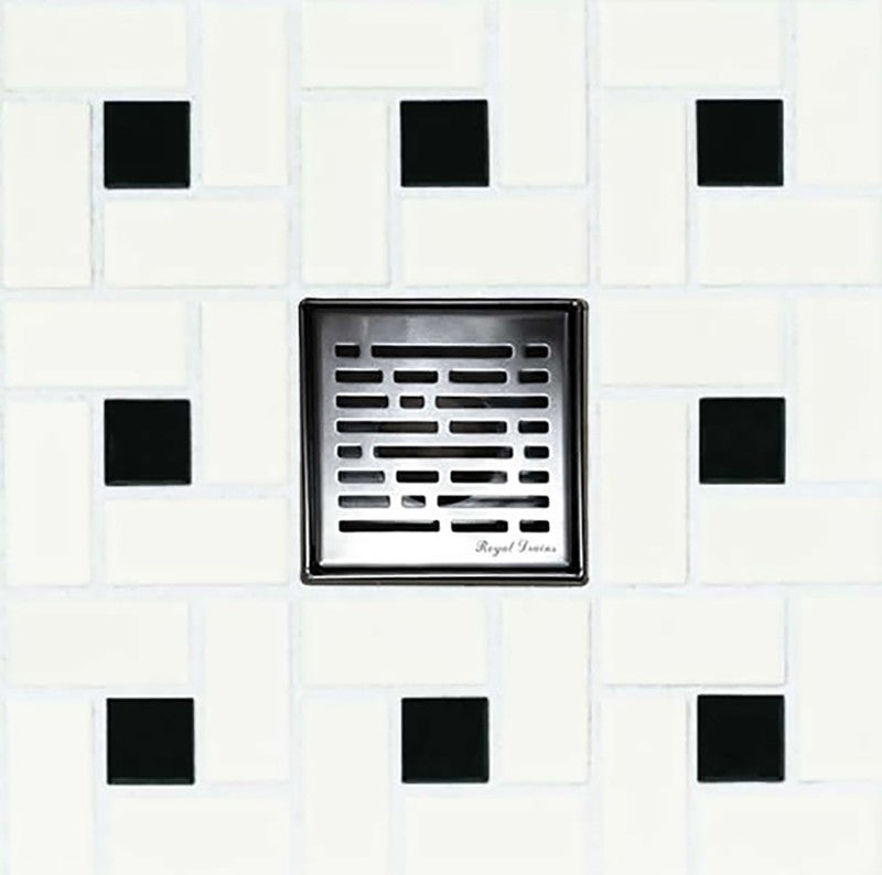 4 Inch Polished Square Shower Drain Kit with Hair Trap and Base Flange – Broken Lane Design