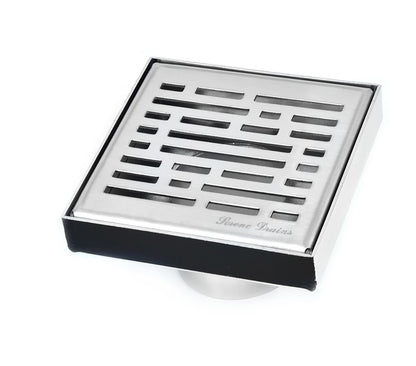 4 Inch Polished Square Shower Drain Kit with Hair Trap and Base Flange – Broken Lane Design