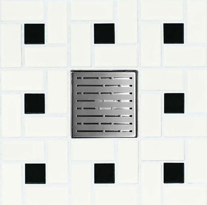 6 Inch Brushed Square Shower Drain with Hair Trap and Base Flange Kit – Broken Lane Design