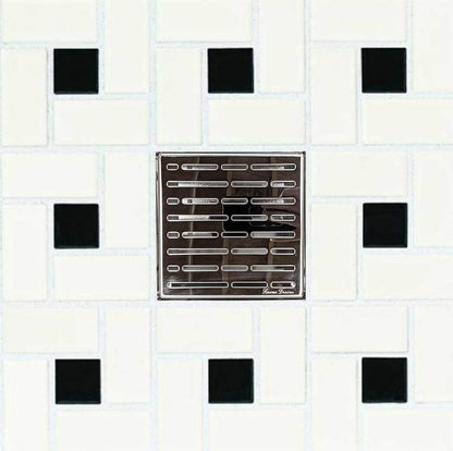 6 Inch Polished Square Shower Drain with Hair Trap and Base Flange Kit – Broken Lane Design