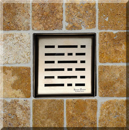 4 Inch Satin Gold Square Shower Drain Kit with Hair Trap and Base Flange – Broken Lane Design