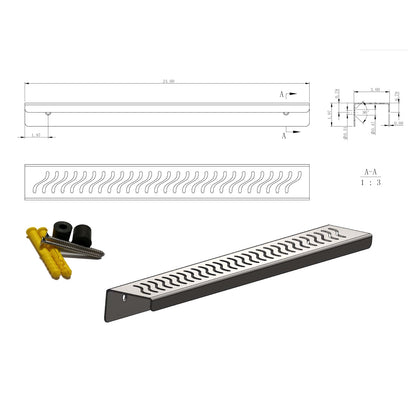 24 Inch Shower Shelf, Wall Mount Rectangle Stainless Steel Shower Shelf, Ocean Wave Design by SereneDrains