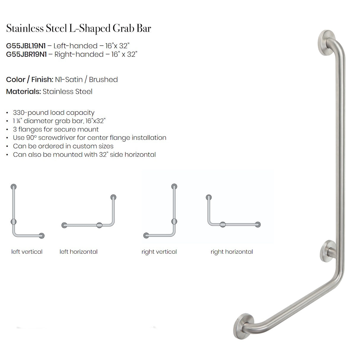Ponte Giulio L-shaped grab bar
