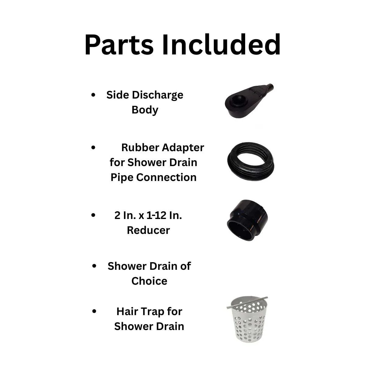 Vertical-to-Horizontal ABS Side Discharge Adapter with Tile Insert Linear Shower Drain Kit