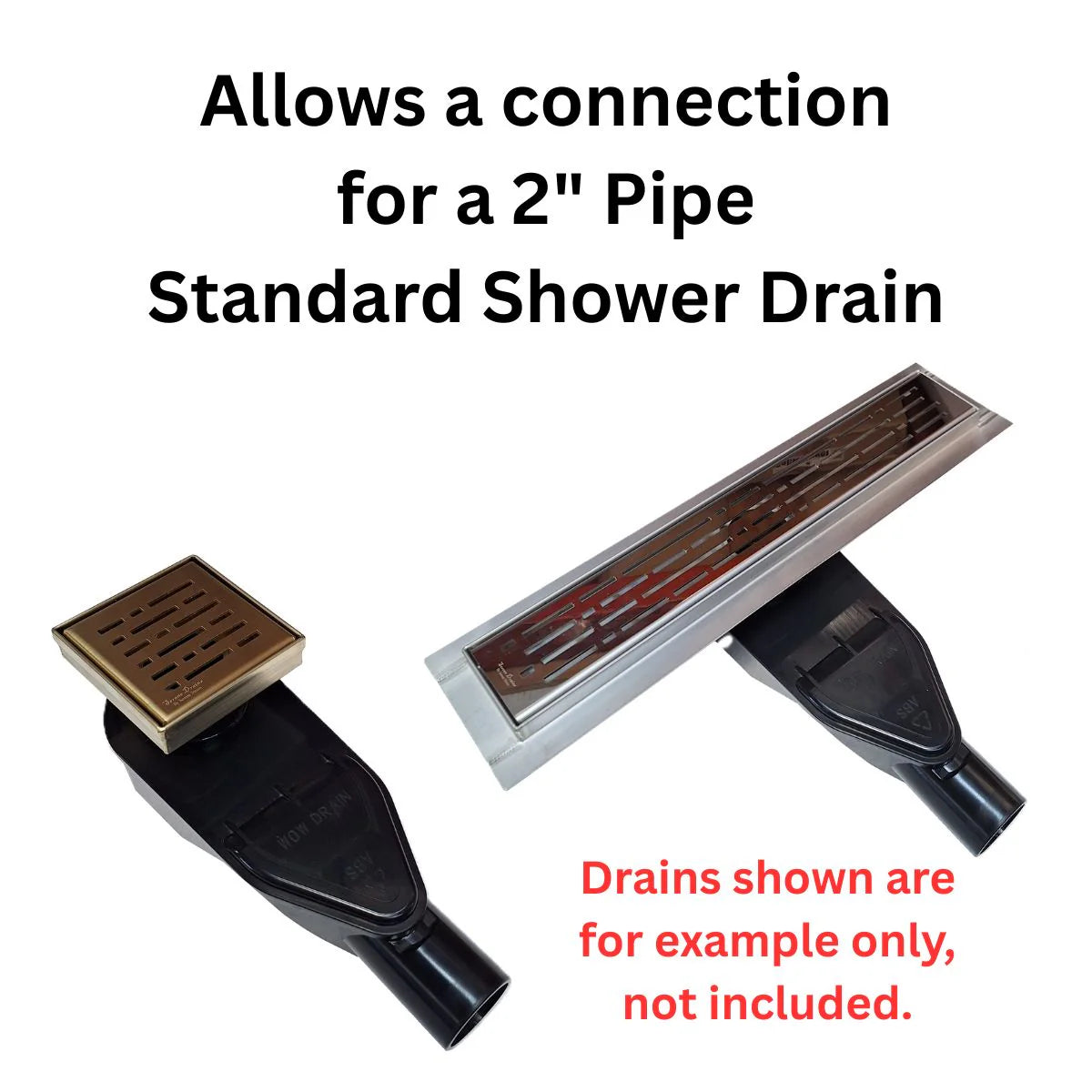 Vertical-to-Horizontal ABS Side Discharge Adapter with Tile Insert Linear Shower Drain Kit