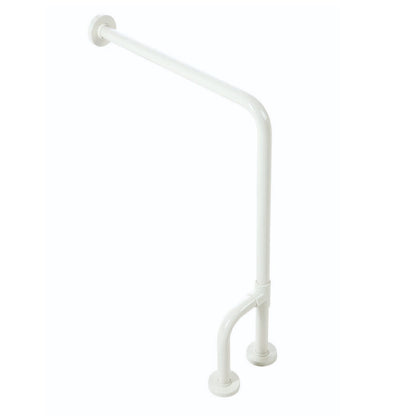 90 Degrees Floor-to-Wall Grab Bar with Reversible Support Leg, White Vinyl-Coated