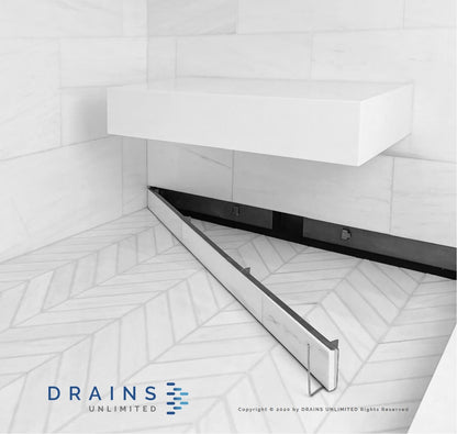 71 Inch Wall Recessed Tile-in Linear Drain, Wall to Wall Flange Design