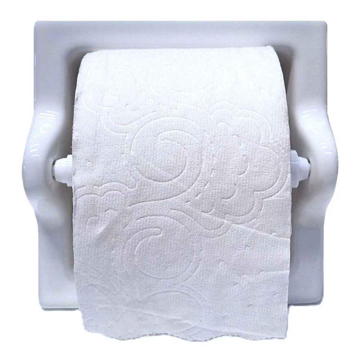 Hartizn Extra Large Glossy White Ceramic Recessed Toilet Paper Holder, 7x7" Bathroom Tissue Roll