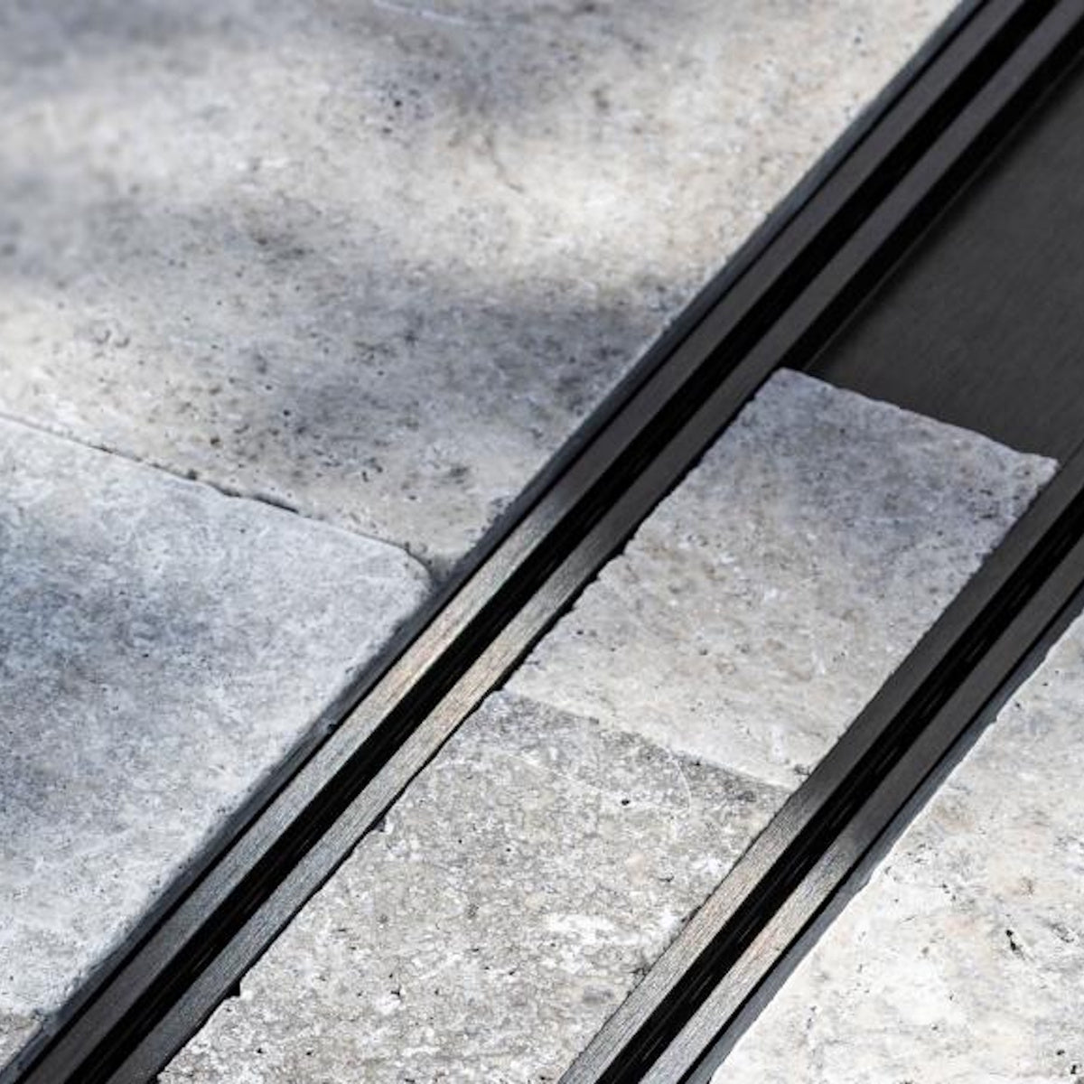 Custom Length Grates Linear Shower Drain, Slimline Tile Insert Cover in Black