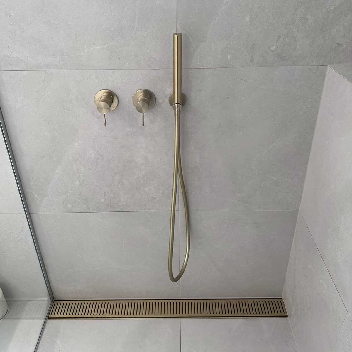 24 Inch Custom Linear Shower Drain, Lauxes Grates NeXT Generation Drains