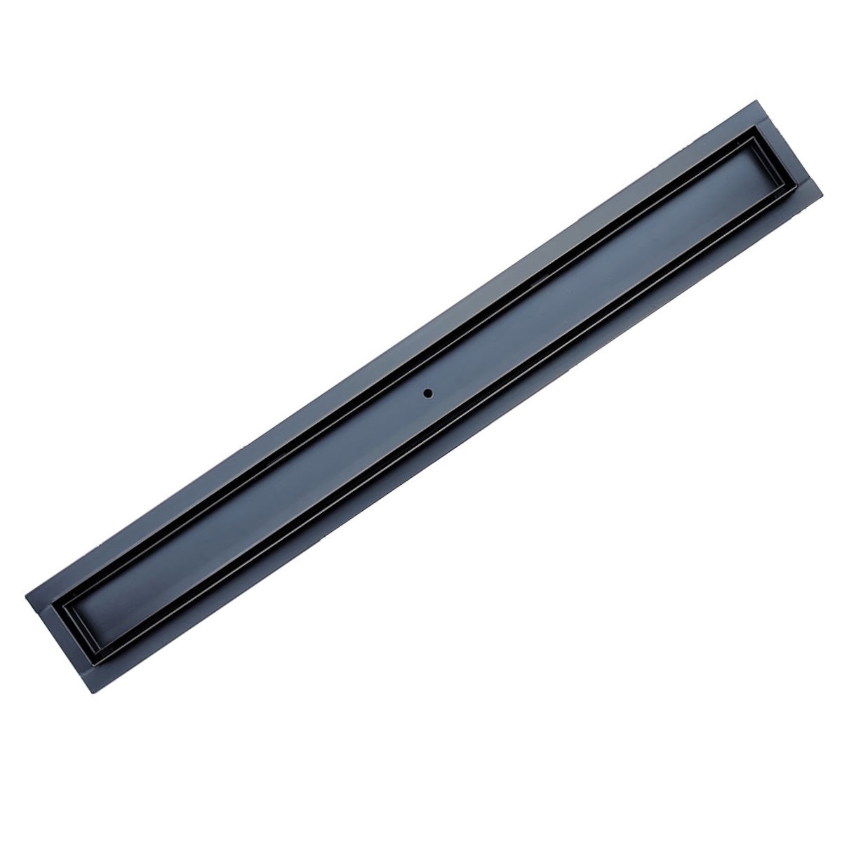 Matte Black Tile Insert Linear Shower Drain Kit with Hair Trap and Flange Base