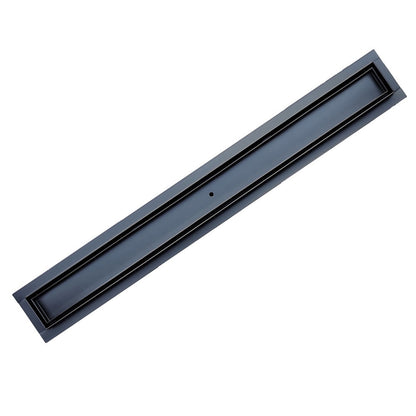 Matte Black Tile Insert Linear Shower Drain Kit with Hair Trap and Flange Base