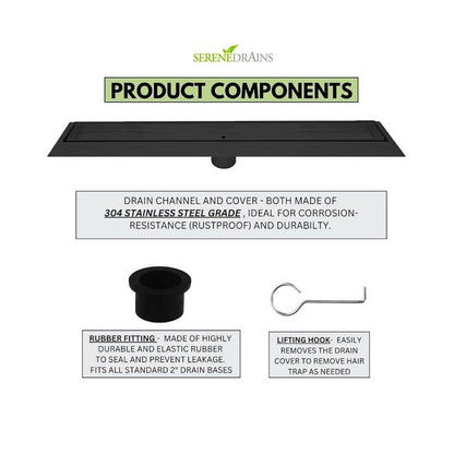Vertical-to-Horizontal ABS Side Discharge Adapter with Tile Insert Linear Shower Drain Kit