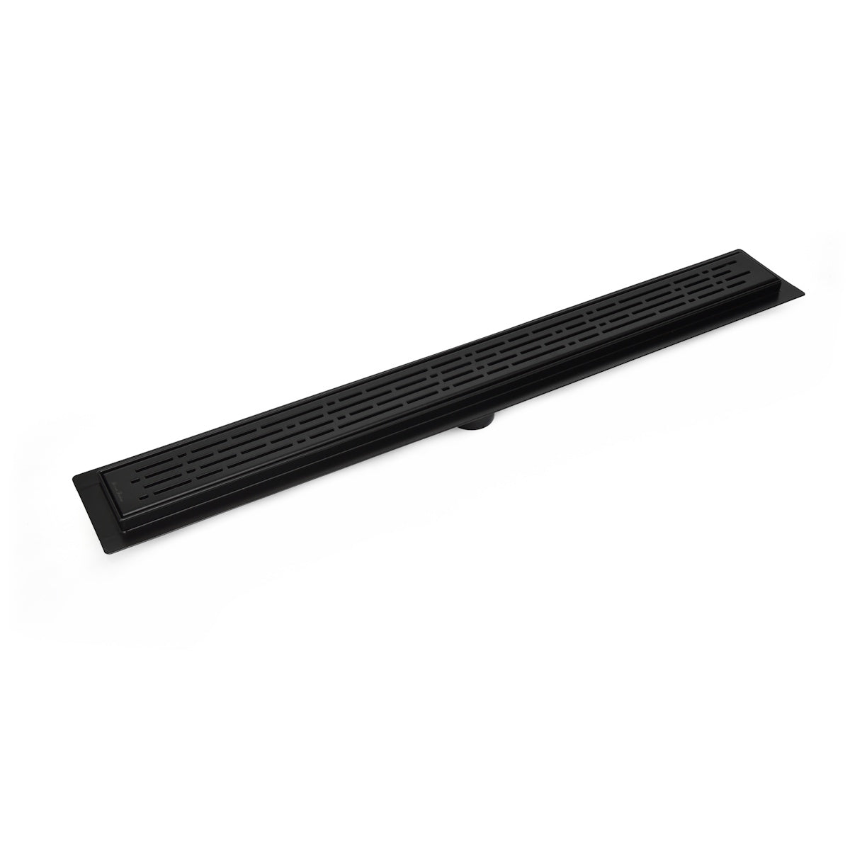 Matte Black Linear Drain for Curbless Shower with Hair Trap and Flange Base, SereneDrains