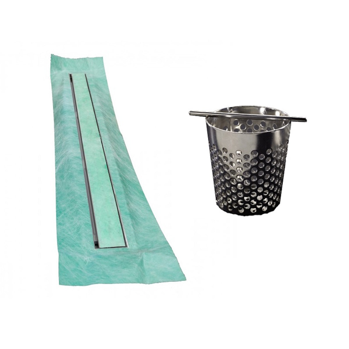 Invisible Linear Shower Drain Kit with Hair Trap and Flange Base, SereneDrains