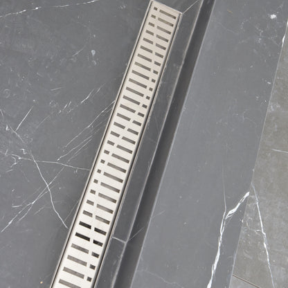 16" Linear Shower Drain, Brushed Stainless Steel, Wind Design – SereneDrains