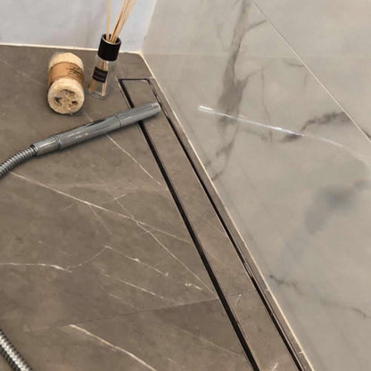 72 Inch Linear Shower Drain Kit with Hair Trap and Flange Base, SereneDrains