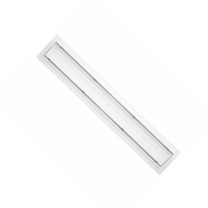 Matte White Tile Insert Linear Shower Drain Kit with Hair Trap and Flange Base