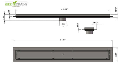 24 Inch Tile Insert Linear Shower Drain by SereneDrains