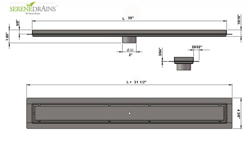 30 Inch Tile Insert Linear Shower Drain by SereneDrains