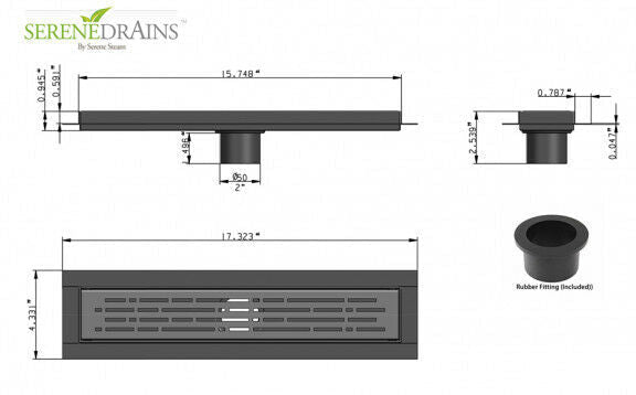 Satin Gold Linear Shower Drain with Free Hair Trap, Broken Lane Design, By SereneDrains